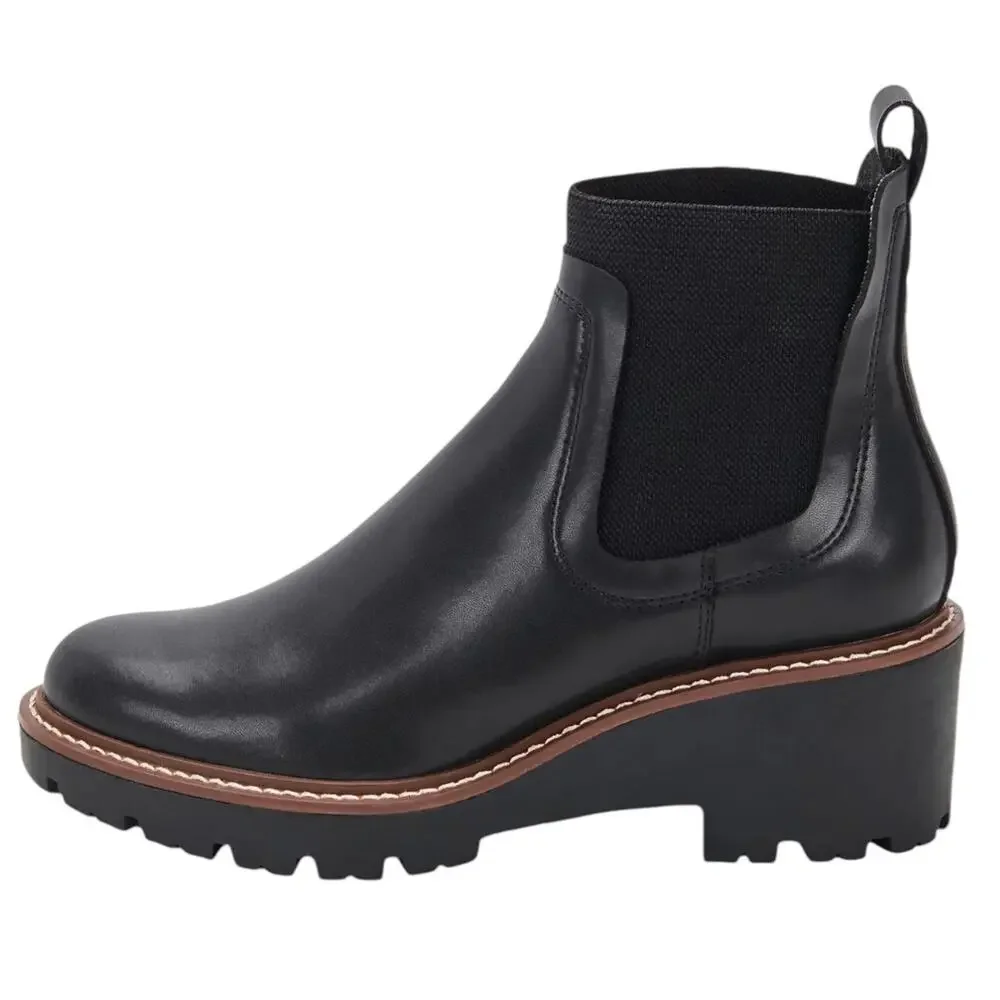Aqua College Women's Demi Leather Waterproof Chelsea Booties Black Size 6 1/2